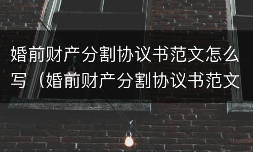 婚前财产分割协议书范文怎么写(婚前财产分割协议书范文怎么写好)