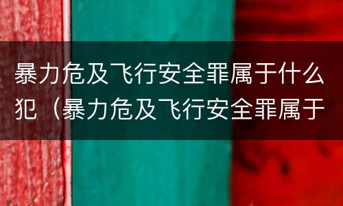 暴力危及飞行安全罪属于什么犯（暴力危及飞行安全罪属于什么犯罪）