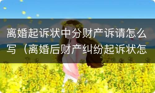 离婚起诉状中分财产诉请怎么写（离婚后财产纠纷起诉状怎么写）