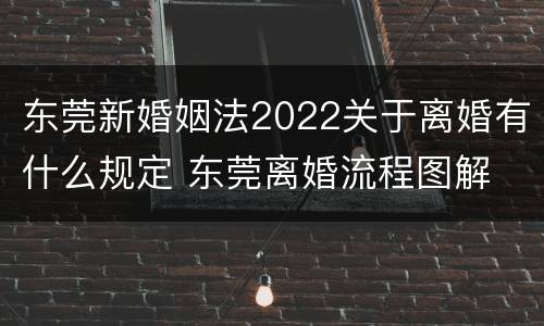 东莞新婚姻法2022关于离婚有什么规定 东莞离婚流程图解