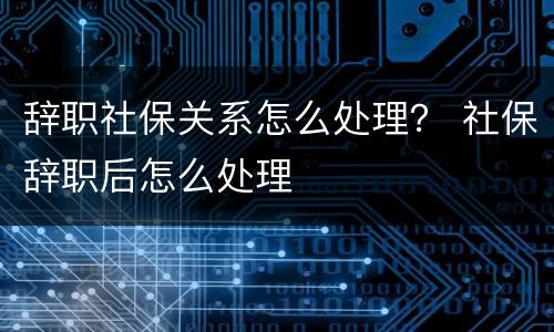 辞职社保关系怎么处理？ 社保辞职后怎么处理