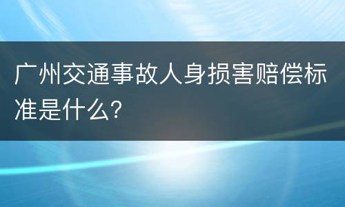 广州交通事故人身损害赔偿标准是什么？