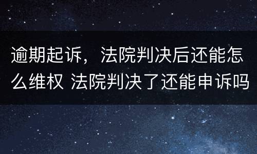 逾期起诉，法院判决后还能怎么维权 法院判决了还能申诉吗