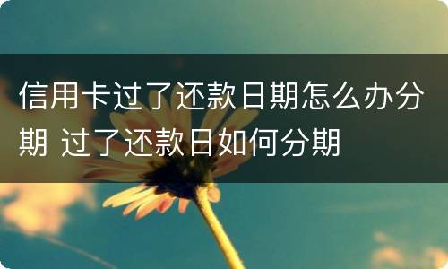 信用卡过了还款日期怎么办分期 过了还款日如何分期