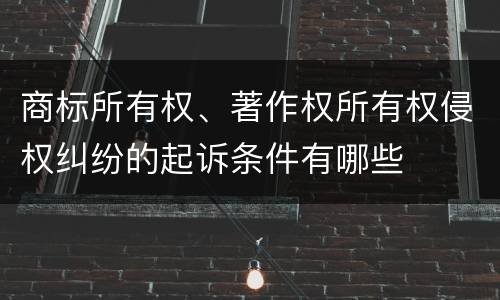 商标所有权、著作权所有权侵权纠纷的起诉条件有哪些