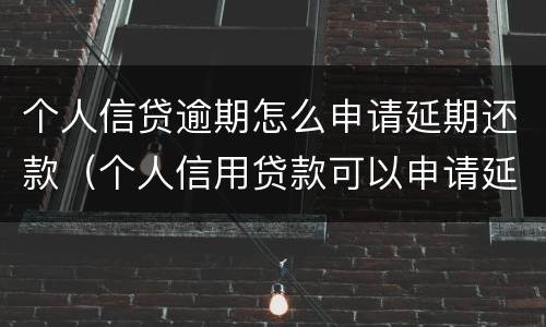 个人信贷逾期怎么申请延期还款（个人信用贷款可以申请延期还款吗）