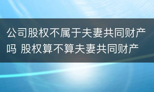 公司股权不属于夫妻共同财产吗 股权算不算夫妻共同财产