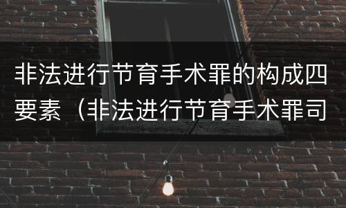 非法进行节育手术罪的构成四要素（非法进行节育手术罪司法解释）