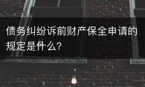 债务纠纷诉前财产保全申请的规定是什么？