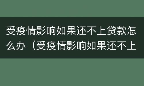受疫情影响如果还不上贷款怎么办（受疫情影响如果还不上贷款怎么办呢）