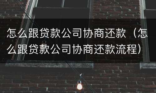 怎么跟贷款公司协商还款（怎么跟贷款公司协商还款流程）