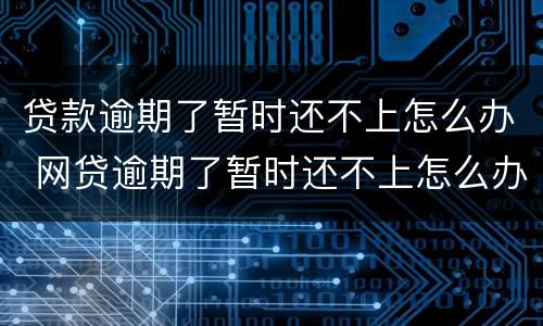 贷款逾期了暂时还不上怎么办 网贷逾期了暂时还不上怎么办