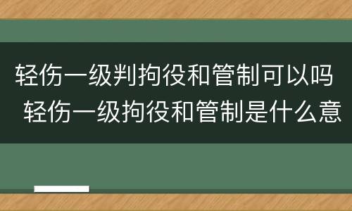 轻伤一级判拘役和管制可以吗 轻伤一级拘役和管制是什么意思