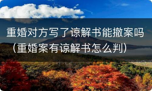 重婚对方写了谅解书能撤案吗（重婚案有谅解书怎么判）