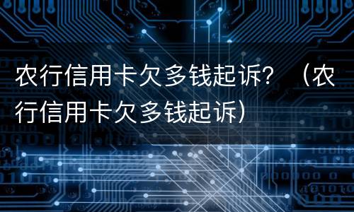 农行信用卡欠多钱起诉？（农行信用卡欠多钱起诉）