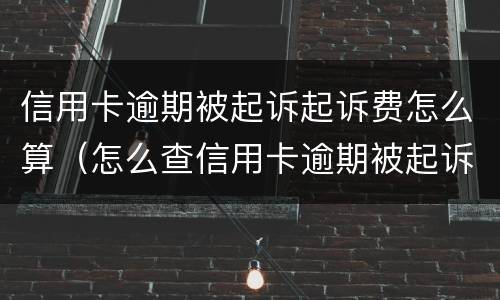信用卡逾期被起诉起诉费怎么算（怎么查信用卡逾期被起诉）