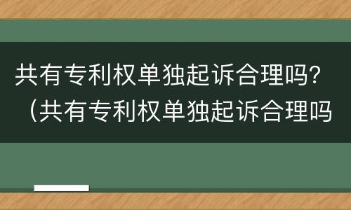 共有专利权单独起诉合理吗？（共有专利权单独起诉合理吗）