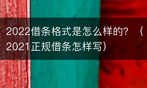 2022借条格式是怎么样的？（2021正规借条怎样写）