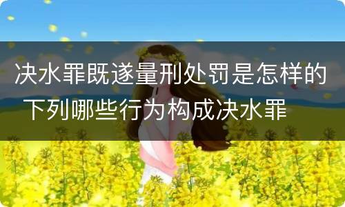 决水罪既遂量刑处罚是怎样的 下列哪些行为构成决水罪