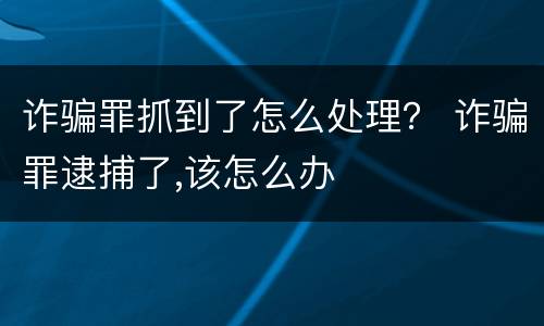 诈骗罪抓到了怎么处理？ 诈骗罪逮捕了,该怎么办