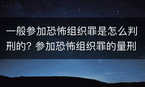 一般参加恐怖组织罪是怎么判刑的? 参加恐怖组织罪的量刑
