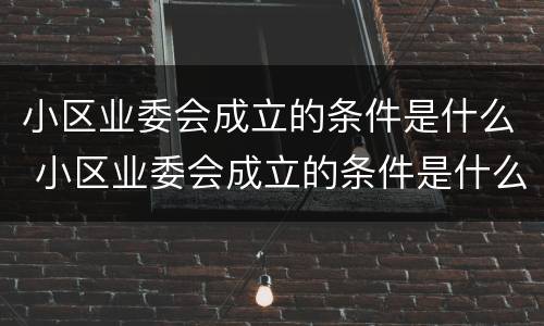 小区业委会成立的条件是什么 小区业委会成立的条件是什么意思