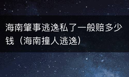 海南肇事逃逸私了一般赔多少钱（海南撞人逃逸）