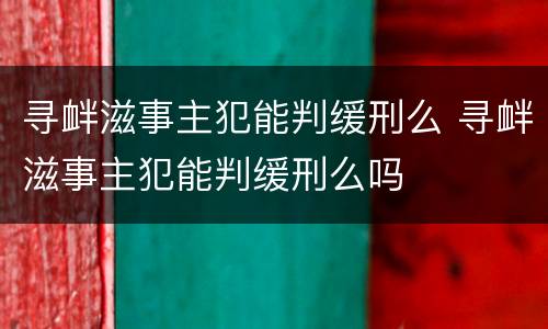 寻衅滋事主犯能判缓刑么 寻衅滋事主犯能判缓刑么吗
