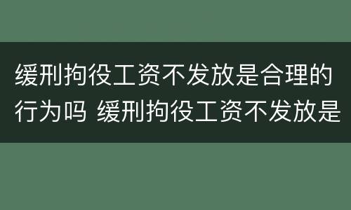 缓刑拘役工资不发放是合理的行为吗 缓刑拘役工资不发放是合理的行为吗知乎