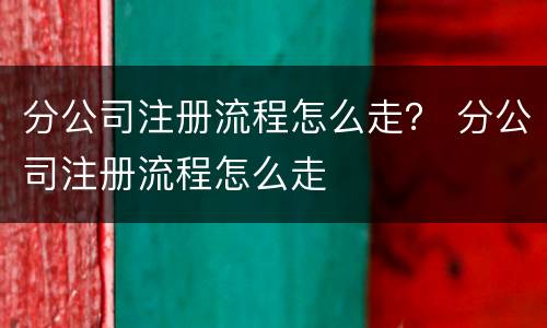 分公司注册流程怎么走？ 分公司注册流程怎么走