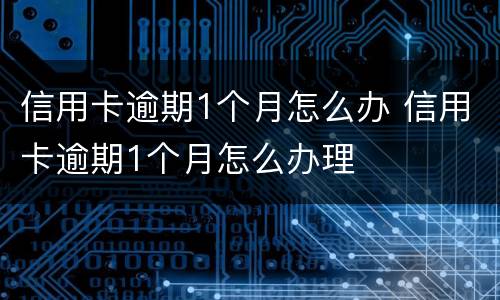 信用卡逾期1个月怎么办 信用卡逾期1个月怎么办理