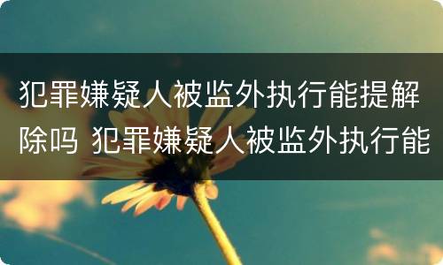 犯罪嫌疑人被监外执行能提解除吗 犯罪嫌疑人被监外执行能提解除吗知乎