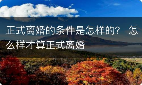 正式离婚的条件是怎样的？ 怎么样才算正式离婚