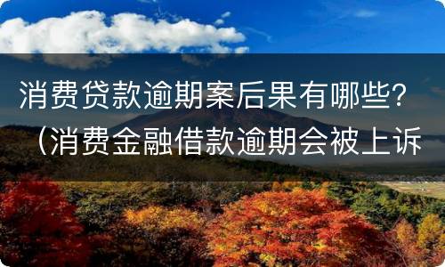 消费贷款逾期案后果有哪些?(消费金融借款逾期会被上诉吗)