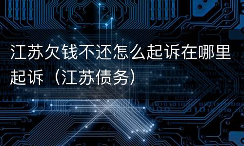 江苏欠钱不还怎么起诉在哪里起诉（江苏债务）