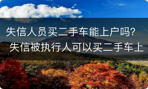 失信人员买二手车能上户吗？ 失信被执行人可以买二手车上户吗