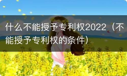 什么不能授予专利权2022（不能授予专利权的条件）