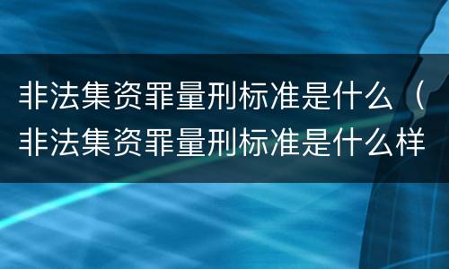 非法集资罪量刑标准是什么（非法集资罪量刑标准是什么样的）