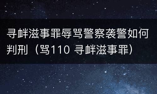 寻衅滋事罪辱骂警察袭警如何判刑（骂110 寻衅滋事罪）