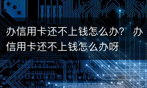 办信用卡还不上钱怎么办？ 办信用卡还不上钱怎么办呀