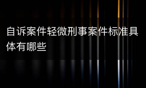 自诉案件轻微刑事案件标准具体有哪些