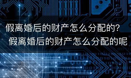 假离婚后的财产怎么分配的？ 假离婚后的财产怎么分配的呢