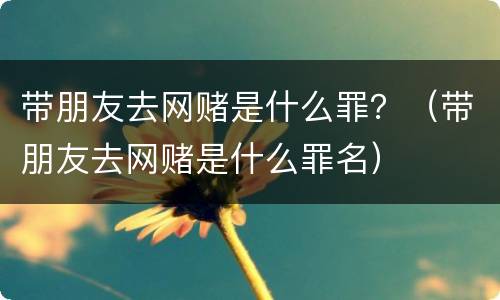 带朋友去网赌是什么罪？（带朋友去网赌是什么罪名）