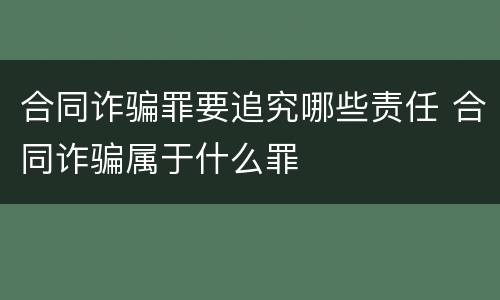 合同诈骗罪要追究哪些责任 合同诈骗属于什么罪