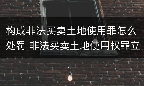 构成非法买卖土地使用罪怎么处罚 非法买卖土地使用权罪立案标准