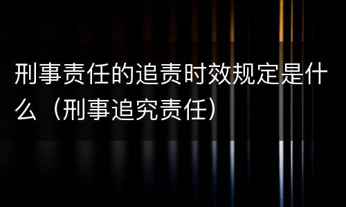 刑事责任的追责时效规定是什么（刑事追究责任）
