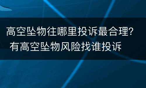 高空坠物往哪里投诉最合理？ 有高空坠物风险找谁投诉