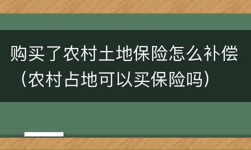 购买了农村土地保险怎么补偿（农村占地可以买保险吗）