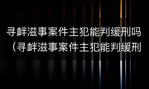 寻衅滋事案件主犯能判缓刑吗（寻衅滋事案件主犯能判缓刑吗）