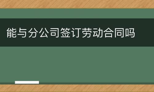 能与分公司签订劳动合同吗
